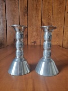 dwa stare cynowe świeczniki * NORSK TINN PEWER