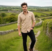 Koszula męska z lnem i bawełną Regular Fit L