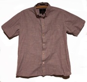 Koszula M&S Blue Harbour Luxury M krótki rękaw szara czerwona kratka