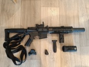 Replika ASG M4 / AR15 + kolimator + dodatki | 2x mag hi-cap | GOTOWA DO GRY