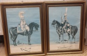 Karabinier i Polski Szwoleżer Gwardii, dwie duże grafiki przeszklone, 