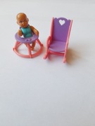Laleczka dziecko niemowlę + chodzik bujany fotelik Barbie baby doll vintage