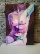 Akt ,,W negliżu" olej na płótnie, 25 x 35 cm