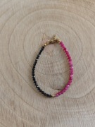 Bransoletka różowym i czarnym turmalinem rękodzieło