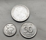 Szwecja zestaw Monet 25 i 50 Ore oraz Korona srebro 