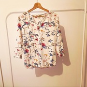 Koszula bluzka 38 M Greenpoint kwiaty biała kwiatowy 3/4 rękaw