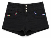 Kate Mary  Czarne Szorty z Wymiennymi Napami Handmade Upcycling Wysoki Stan