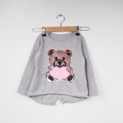 bluzka koszulka dziewczęca t-shirt miś serce cekiny r 98