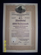 Z75#1@ 4,5% OBLIGACJA@GDAŃSK DANZIG@WIDOK ZURAWIA  1000 RM EMISJA 1