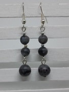 Kolczyki Opalizująca szarość, Labradoryt, lekkie, wiszące, Handmade