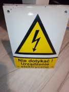 Tabliczka metalowa Nie dotykać urządzenie elektryczne PRL