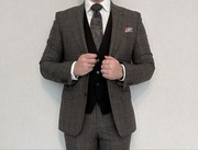 Garnitur szary krata Bytom 176/100/88 100% merino