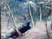 Zimowy pejzaż, obraz ręcznie malowany farby olejne