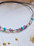 Bransoletka Zodiakalna WAGA - Talizman - kwarc różowy, turkus, ametyst