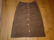Spódnica spódniczka damska z guzikami brązowa sztruks sukienka PRL