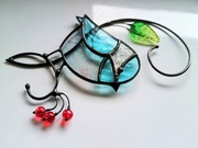 Witrażyk zawieszka rękodzieło prezent hadmade Ptak 