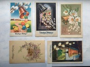 Kartki pocztowe Świąteczne początki PRL-u lata 40 XX w 5 szt 