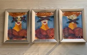 Tryptyk 3 obrazy akryl na płótnie srebrna rama