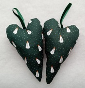 Ozdoby choinkowe/ zawieszka świąteczna serduszka w bałwanki 2 szt.