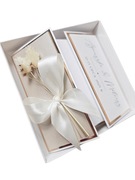 Kartka w pudełku ślub ślubna wesele boho beż beżowa suszone kwiaty