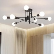 Industrialna Lampa Sufitowa 8 punktów świetlnych E27 metal, czarna