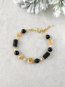 Bransoletka z turnalinu, cytrynu, hematytu i stali UNIKAT 18,5 cm