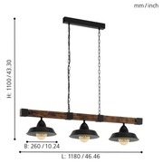 Lampa wisząca OLDBURY Eglo industrialna drewno l