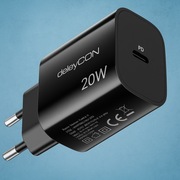 Ładowarka USB C SZYBKA 20w Czarna deleyCON Iphone Samsung Xiaomi 