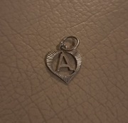 zawieszka serce serduszko inicjał A srebro 925