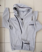 Kc - 1981 BLUZA DRESOWA CIEPŁA SZARA KAPTUR SUWAKI L 