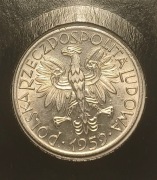 5 zł., złotych Rybak 1959 lekka skrętka. Piękne. Rzadki