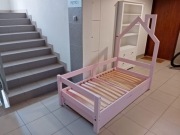 Łóżko domek 80x160 różowe drewniane łóżeczko dziecięce PROMOCJA