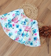 biała niebieska kolorowa spódniczka rozkloszowana letnia w kwiaty M L