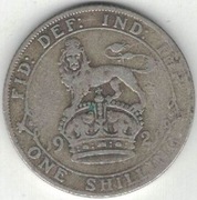 Wielka Brytania 1 szyling shilling 1921 - 23,59 mm - srebro Ag - nr 1