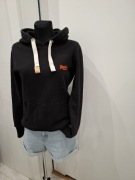 Czarna bluza kangurka z kapturem Superdry S 80% cotton