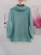 Made In Italy gruby miętowy sweter 20% wełna super stan r. 42