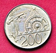 200 Lirów 1992 r  -  San Marino   Krzysztof Kolumb   Piękny stan  !!!   