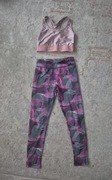 Komplet do ćwiczeń dla dziewczynki biustonosz sportowy legginsy H&M r. 140