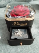 Róża w szkle szkatułka na biżuterię 