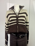 Bluza zapinana sweter S puma wełna brązowa y2k retro