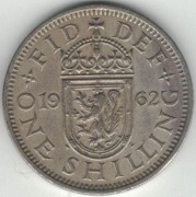 250 Wielka Brytania 1 shilling szyling 1962 herb szkocki