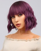 Peruka falowana bob w kolorze śliwkowym WS793 jak ludzkie włosy 