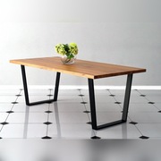 Stół industrialny z litym blatem drewnianym - loft