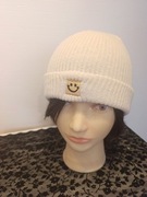 Czapka prążek beżowa cieplutka