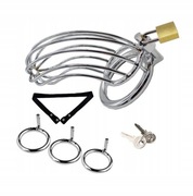 Duży Stalowy pas cnoty, Chastity klatka 3 oringi 40/45/50mm + Pasek