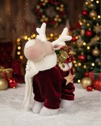 Ręcznie robiony renifer świąteczny ciemnoczerwony – dekoracja wnętrza 24 cm