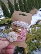 Spinki do włosów handmade 3 szt. szydełkowy kwiatek 
