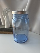 Kultowy duży słoik Ikea Burken niebieskie szkło vintage