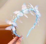 Opaska w motyle do włosów akcesoria dla dziewczynki motyl niebieska nowa