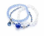 Komplet biżuterii 3 bransoletki kamienie Swarovski  blekitne baby blue